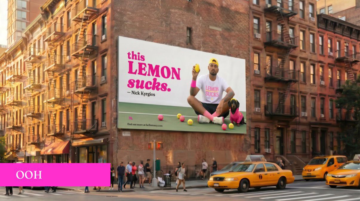 OOH billboard in NYC: 'this LEMON sucks. — Nick Kyrgios'