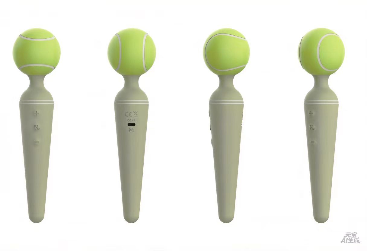Four angles of the tennis-ball-headed wand